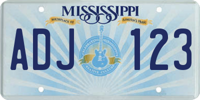 MS license plate ADJ123