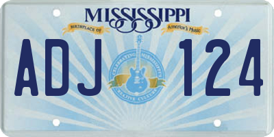 MS license plate ADJ124