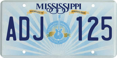 MS license plate ADJ125