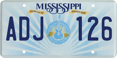 MS license plate ADJ126