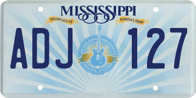 MS license plate ADJ127