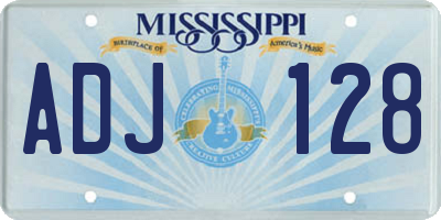 MS license plate ADJ128