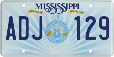 MS license plate ADJ129