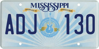 MS license plate ADJ130