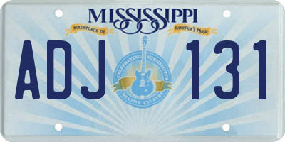 MS license plate ADJ131