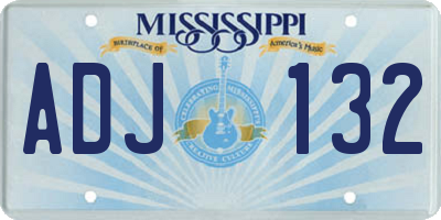 MS license plate ADJ132