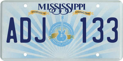 MS license plate ADJ133