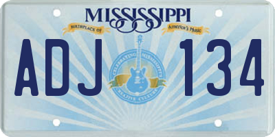 MS license plate ADJ134