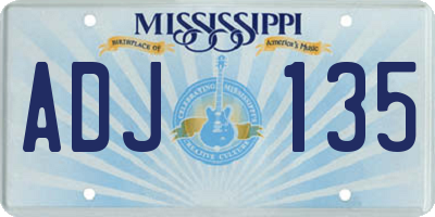 MS license plate ADJ135