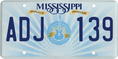 MS license plate ADJ139