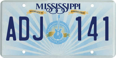 MS license plate ADJ141