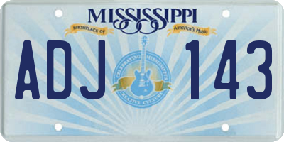 MS license plate ADJ143