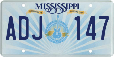 MS license plate ADJ147