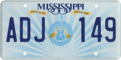 MS license plate ADJ149
