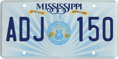 MS license plate ADJ150