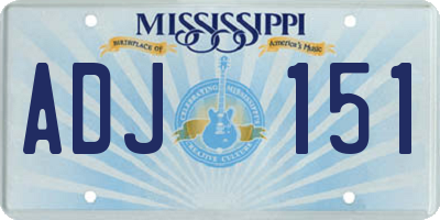 MS license plate ADJ151