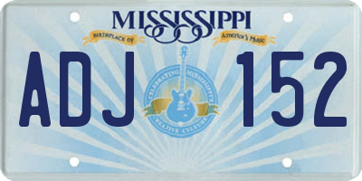 MS license plate ADJ152