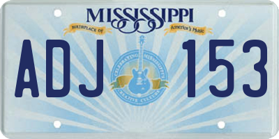 MS license plate ADJ153