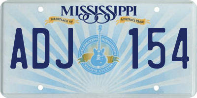 MS license plate ADJ154