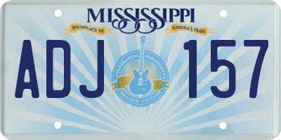 MS license plate ADJ157