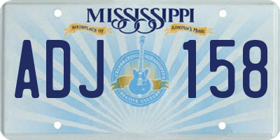 MS license plate ADJ158