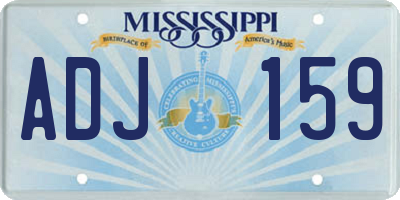 MS license plate ADJ159