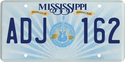 MS license plate ADJ162