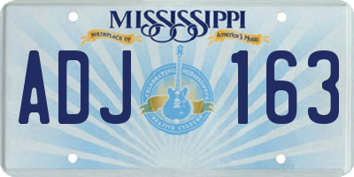 MS license plate ADJ163