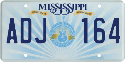 MS license plate ADJ164