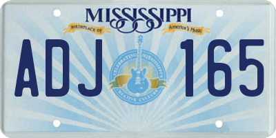 MS license plate ADJ165
