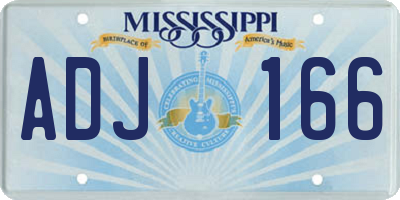 MS license plate ADJ166