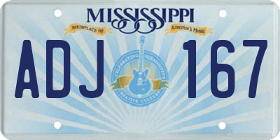 MS license plate ADJ167