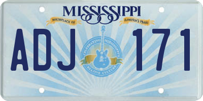 MS license plate ADJ171