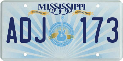 MS license plate ADJ173