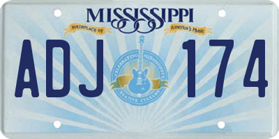 MS license plate ADJ174