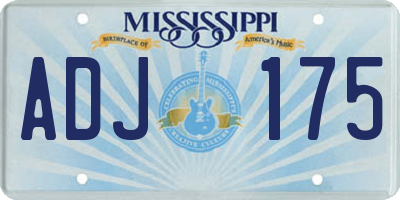 MS license plate ADJ175