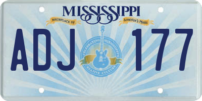 MS license plate ADJ177