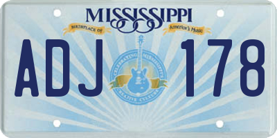 MS license plate ADJ178