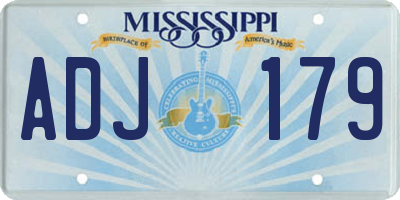 MS license plate ADJ179