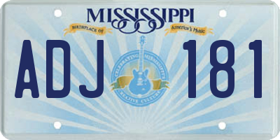 MS license plate ADJ181
