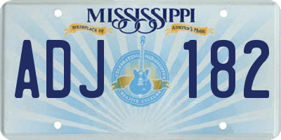 MS license plate ADJ182
