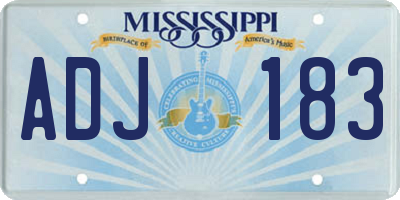 MS license plate ADJ183