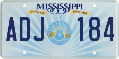 MS license plate ADJ184