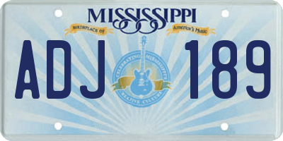 MS license plate ADJ189