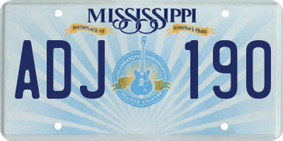 MS license plate ADJ190