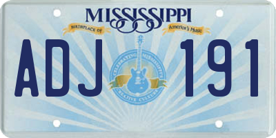 MS license plate ADJ191