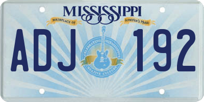 MS license plate ADJ192