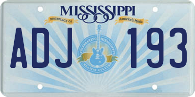 MS license plate ADJ193