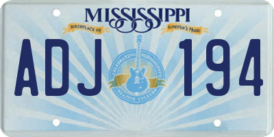 MS license plate ADJ194
