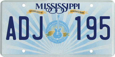 MS license plate ADJ195